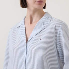 Striped Seersucker Logo Pyjama Top