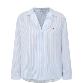 Striped Seersucker Logo Pyjama Top