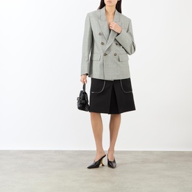 Double-Breasted Check Tailored Blazer