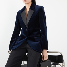 Single-Breasted Velvet Tuxedo Jacket