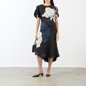 Gathered Waist Floral Skirt