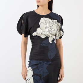 Draped Floral Blouse