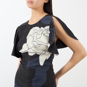 Draped Floral Blouse