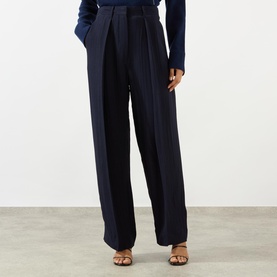 High-Rise Ribbed Jacquard Wide Leg Trousers