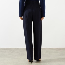 High-Rise Ribbed Jacquard Wide Leg Trousers