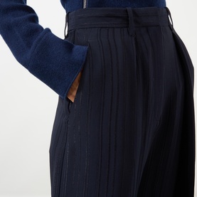 High-Rise Ribbed Jacquard Wide Leg Trousers