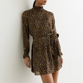 Darci Floral Metallic Flared Mini Dress