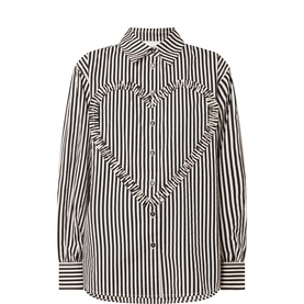 Alex Ruffle Heart Striped Blouse