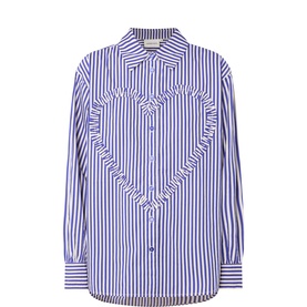 Alex Ruffle Heart Striped Blouse