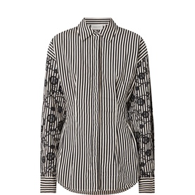 Rosey Embroidery Striped Blouse