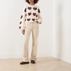 Textured Heart Knitted Sweater