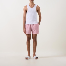 Shield Logo Seersucker Striped Swim Shorts