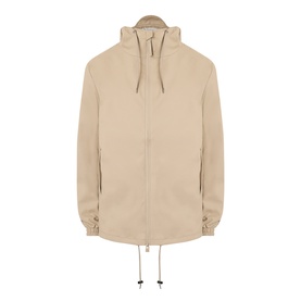 Rains Casual Jacket in beige, zip-through hoodie with drawstring hem and cuffs, lightweight polyester shell