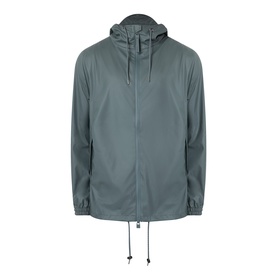 Rains Dark Grey casual jacket with drawstring hood, zip fastening, and elasticated cuffs