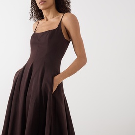 Joy Pleated Flared Evening Dress