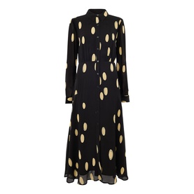 Abstract Spot Ruffle Shirt Dress