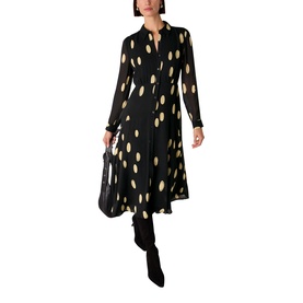 Abstract Spot Ruffle Shirt Dress