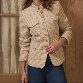 Flap Pocket Boucl&eacute; Jacket