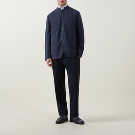 Collarless Button Overshirt