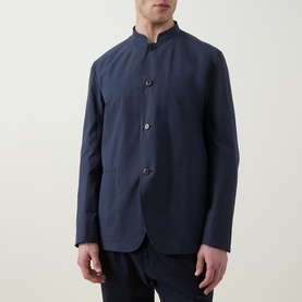 Collarless Button Overshirt