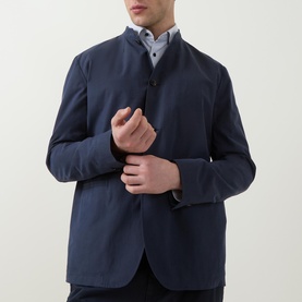 Collarless Button Overshirt