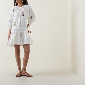 Carmine Embroidered Mini Dress