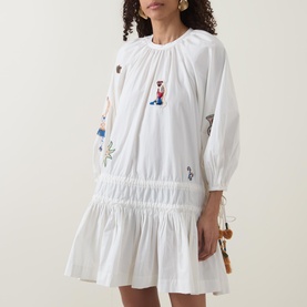 Carmine Embroidered Mini Dress