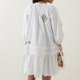 Carmine Embroidered Mini Dress