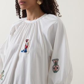 Carmine Embroidered Mini Dress