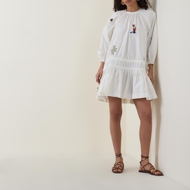 Carmine Embroidered Mini Dress