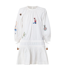 Carmine Embroidered Mini Dress