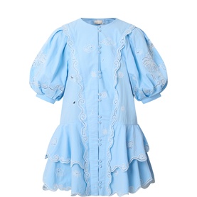 Maizy Embroidered Mini Shirt Dress