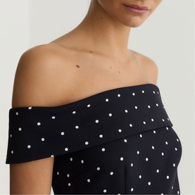 Arwen Polka Dot Mini Off-The-Shoulder Dress