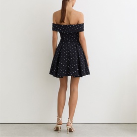 Arwen Polka Dot Mini Off-The-Shoulder Dress
