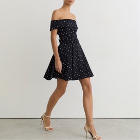 Arwen Polka Dot Mini Off-The-Shoulder Dress
