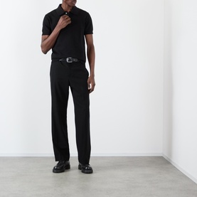 Monogram Logo Pointelle Polo Shirt