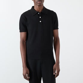 Monogram Logo Pointelle Polo Shirt