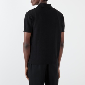 Monogram Logo Pointelle Polo Shirt