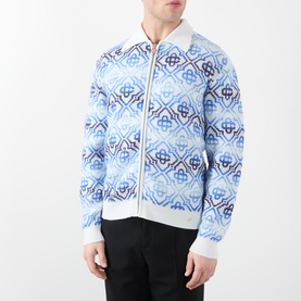 Space Dye Monogram Logo Zip Cardigan