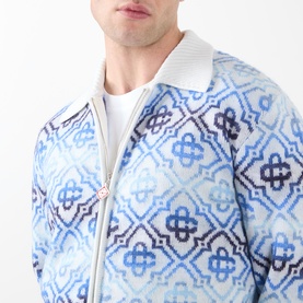 Space Dye Monogram Logo Zip Cardigan