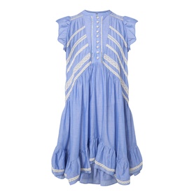 Embroidered Frill Mini Dress