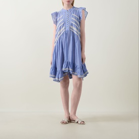 Embroidered Frill Mini Dress