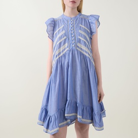 Embroidered Frill Mini Dress
