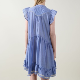 Embroidered Frill Mini Dress