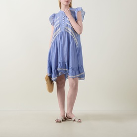 Embroidered Frill Mini Dress