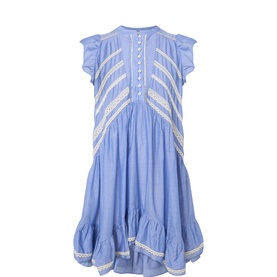 Embroidered Frill Mini Dress