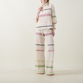 Striped Flared-Leg Trousers