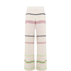 Striped Flared-Leg Trousers