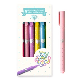 Silver Outline Pens Six-Piece Set