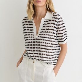 Gemma Open-Knit Polo Shirt